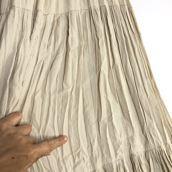 Double D Ranch Tiered Maxi Skirt Size L Ivory Broomstick Flowy Fairy Boho Hippie - Picture 7 of 9